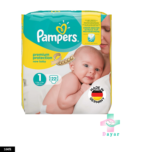 پوشک سایز ۱ پمپرز مدل Premium بسته ۲۲ عددی
